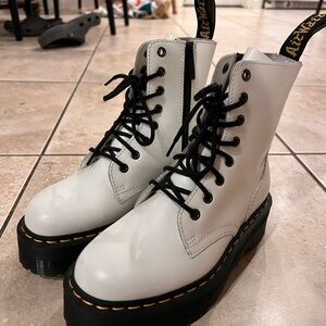 BRAND NEW Dr. Martens White Platform Combat Boots with Zippers